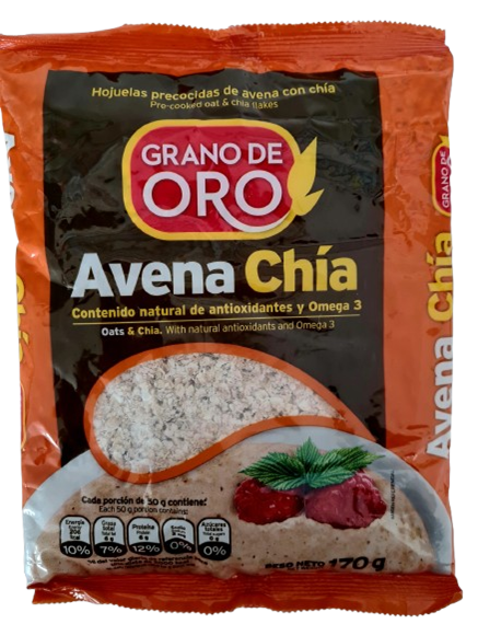 Pre-cooked oat & chia flakes - 170 gr - Grano de Oro